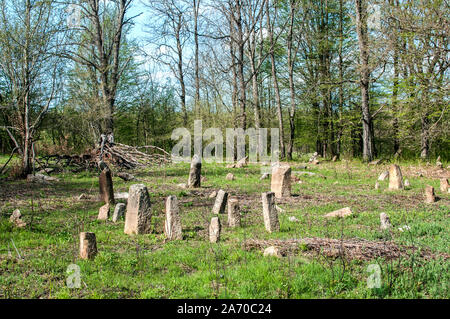 Szene der alten, verlassenen muslimischen Friedhof Grabsteine in der Landschaft Feld Stockfoto