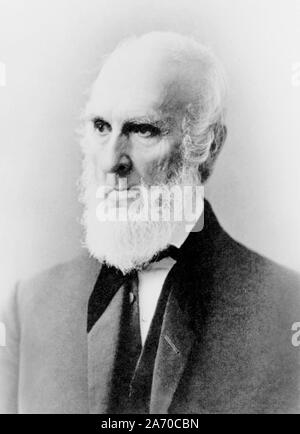 Jahrgang Porträt Foto der amerikanischen Quäker dichter und Verfechter der Abschaffung der Sklaverei John Greenleaf Whittier (1807-1892). Foto ca. 1885. Stockfoto