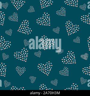 Cute handgezeichnete Muster mit gruppierten kleinen Herzen in größere Herzen. Vector Illustration Stock Vektor