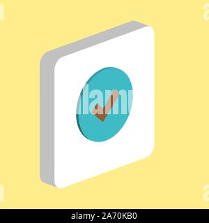 Tick, Mark einfachen Vektor Symbol prüfen. Abbildung: Symbol Design Template für web mobile UI-Element. Perfekte Farbe isometrische Piktogramm auf 3d weiß squa Stock Vektor