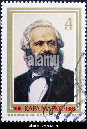 Porträt von Karl Marx auf Briefmarke Stockfoto