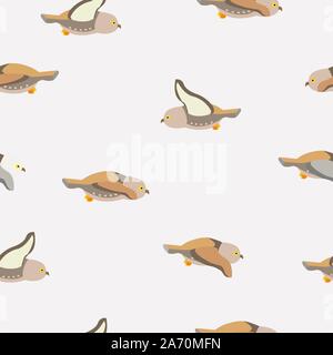 Nahtlose Muster mit braunen Eulen auf weißem Hintergrund. Vector Illustration Stock Vektor