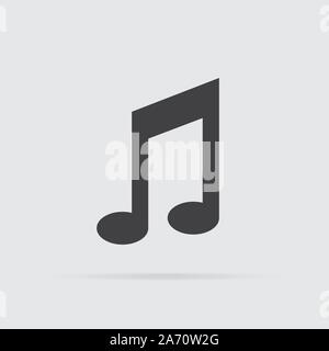 Symbol "Musik im flachen Stil auf grauem Hintergrund. Für ihr Design, Logo. Vector Illustration. Stock Vektor