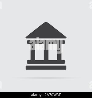 Bank Symbol im flachen Stil auf grauem Hintergrund. Für ihr Design, Logo. Vector Illustration. Stock Vektor