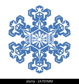 Flache dekorative blue Snowflake vektor design auf weißem Hintergrund für Weihnachten, Neujahr und andere Winter theme holiday Celebration Event. Stock Vektor