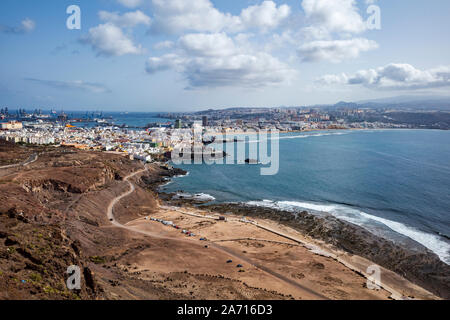 Blick auf den Strand Las Canteras Las Palmas Gran Canaria Spanien islad Stockfoto