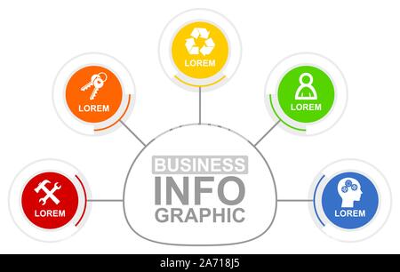 Infografik vector Template für Business Presentation, Schaltplan, Workflow Konzept mit 5 Optionen Stock Vektor