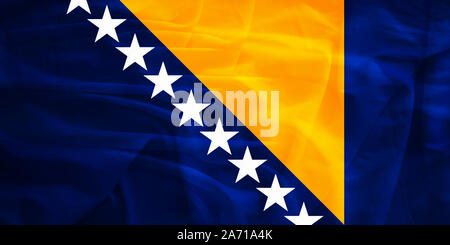 Bosnien und Herzegowina Flagge mit 3D-Effekt Stockfoto