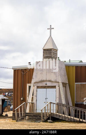 Die Kirche in Clyde River, Nunavut, Kanada. Stockfoto