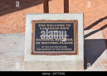 Zu Las Vegas Schild Plakette in Las Vegas, Nevada, USA Willkommen Stockfoto