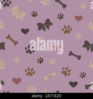 Nahtlose Dog Paw Muster. Vector Illustration Stock Vektor