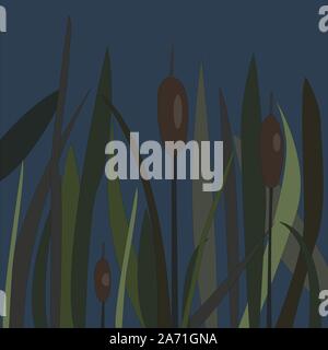 Bush von Sumpf, Schilf am See. Vector Illustration Stock Vektor