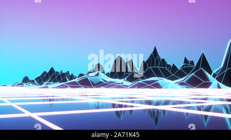 80s Retro-Futurismus Hintergrund. 3D-Darstellung. Stockfoto