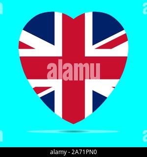 Großbritannien Flagge in Herzform Vektor. Stock Vektor