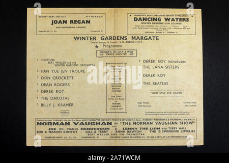 Replica Erinnerungsstücke über die Beatles: Innerhalb des Programms für die Beatles Auftritt bei Wintergärten, Margate, 8.-13. Juli 1963. Stockfoto