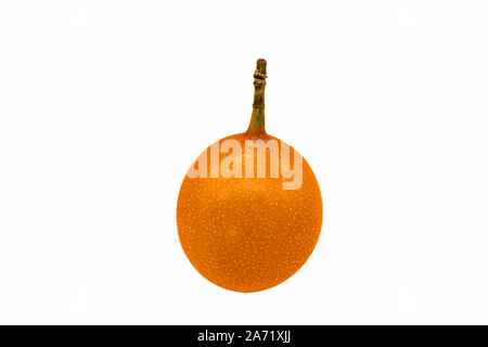 Ein riesiger grenadill Draufsicht auf weißem Hintergrund süße Frische gelbe Leidenschaft Obst isoliert Stockfoto