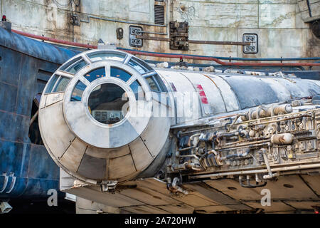 Der Blick auf das Cockpit auf der Millenium Falcon Star Wars land Stockfoto