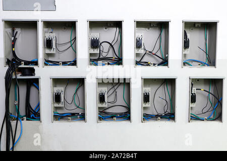 Der elektrische Anschluss Tasten. Elektrische Uhr. Elektrische Feld. Stockfoto