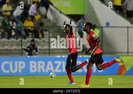 29. Oktober 2019; Bezerrao Stadion, Brasilia, Distrito Federal, Brasilien; FIFA U-17-Weltmeisterschaft 2019 in Brasilien, Angola gegen Kanada; David von Angola feiert den Sieg nach dem Spiel - Redaktionelle Verwendung Stockfoto