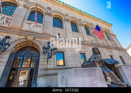 Boston Public Library Eingang nach Copley Square Stockfoto