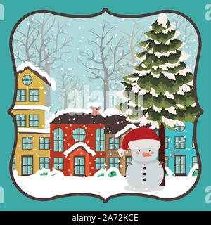 Freuen mery Weihnachtskarte mit Schneemann Stock Vektor