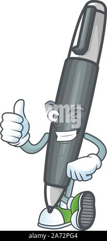 Daumen hoch schwarz Kugelschreiber für die student Schreibwaren. Stock Vektor