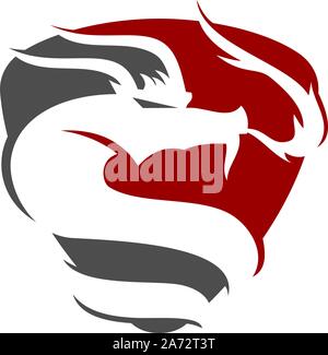 Dragon Logo Design Maskottchen Vorlage Vektor isoliert Stock Vektor