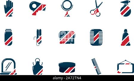 Friseur Zubehör Werkzeuge Kosmetik Icons Set Vector Illustration Stock Vektor
