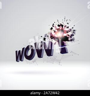 Wow explodierende Zeichen mit Partikeln für Party oder kommerziellen Verkauf Angebot Stock Vektor