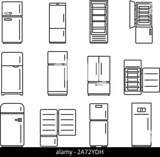 Moderne kühlschrank Symbole gesetzt. Überblick moderne Kühlschrank Vector Icons für Web Design auf weißem Hintergrund Stock Vektor