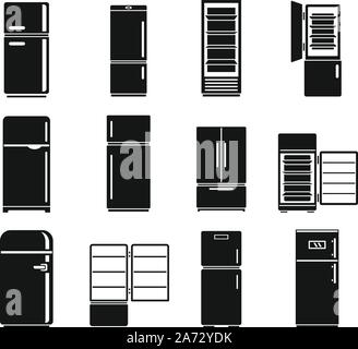 Küche Kühlschrank Symbole gesetzt. Einfache Küche Kühlschrank Vector Icons für Web Design auf weißem Hintergrund Stock Vektor