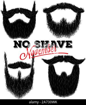 Eingestellt von Curly hipster Bärte für Keine Rasur November Stock Vektor