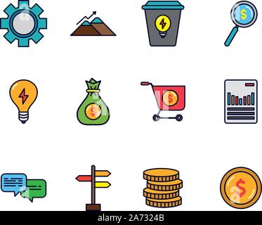 Business Startup erfolg Icons Set Vector Illustration Stock Vektor