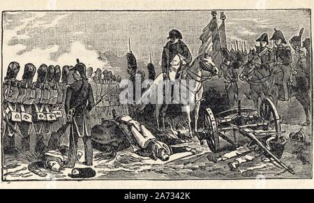 Waterloo. 18. Juni 1815. Napoléon au milieu du bataillon sacré, formé par les débris des carrés de la vieille Garde Stockfoto