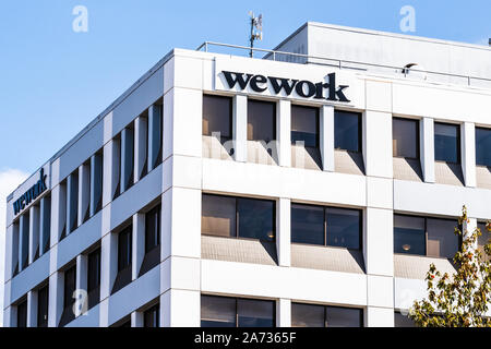 Okt 18, 2019 Berkeley/CA/USA - WeWork Bürogebäude in der Innenstadt von Berkeley befindet; WeWork ist eine amerikanische Firma, stellt gemeinsam genutzte Arbeitsbereiche Stockfoto