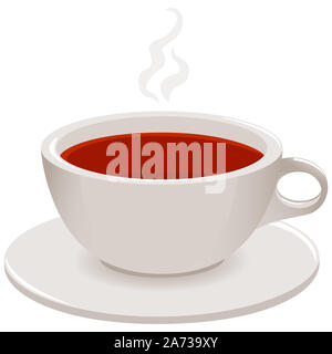 Einen heißen dampfenden Tasse Kaffee auf weißem Hintergrund. Stockfoto