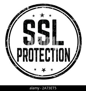 SSL-Schutz Zeichen oder Stempel auf weißem Hintergrund, Vector Illustration Stock Vektor