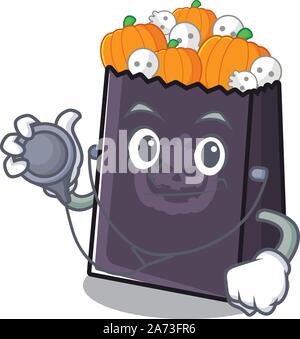 Doktor Halloween Tasche Maskottchen isoliert mit Cartoon Stock Vektor