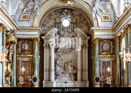 Stockholm, Schweden - August 09, 2019: das Innere der Slottskyrkan Kapelle im Inneren der Königliche Palast in Stockholm, Schweden Stockfoto