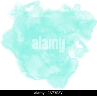 Neo mint Aquarell Hintergrund. Abstract vector Farbe splash, Fleck auf weißem Hintergrund isoliert. Farbenfrohe Aquarelle Textur. Aquarell neo-mint. Stock Vektor