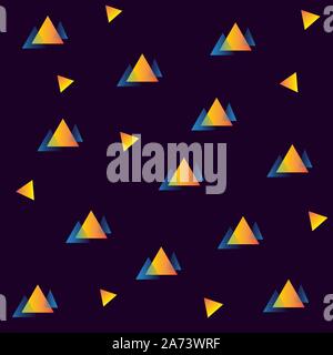 Neon und futuristischen Hintergrund mit Dreieck. Vektor druckfähiges Bild. Abbildung von gelben und blauen Gradienten geometrisches Objekt. Stock Vektor