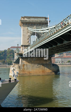 Széchenyi Kettenbrücke. Budapest, Ungarn Stockfoto