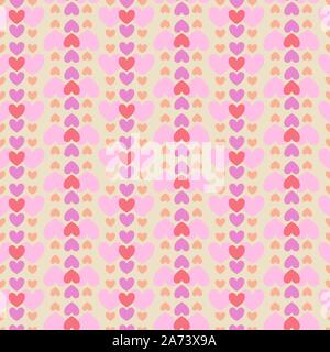 Süße Liebe farbigen Herzen in einem geometrischen Muster angeordnet. Vector Illustration eines wiederkehrenden nahtlose Muster auf einem hellen Hintergrund. Stock Vektor