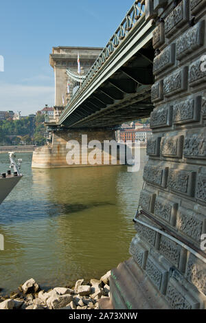 Széchenyi Kettenbrücke. Budapest, Ungarn Stockfoto