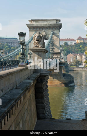 Széchenyi Kettenbrücke. Budapest, Ungarn Stockfoto