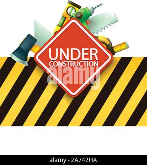 Rote Bau mit Tools Stock Vektor