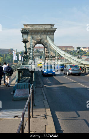 Széchenyi Kettenbrücke. Budapest, Ungarn Stockfoto