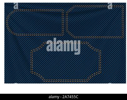 Blue Denim Hintergrund Etiketten Stock Vektor
