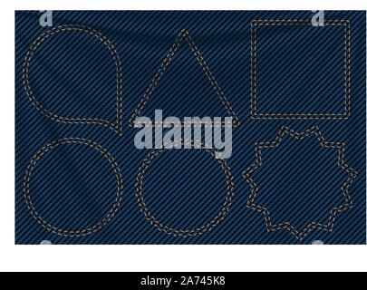 Blue Denim Hintergrund labels 3 Stock Vektor