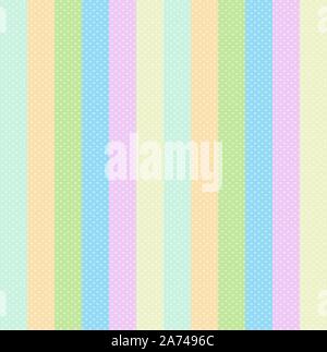 Stripe Hintergrund der pastellfarbenen Baby Farben und Polka Dots. Nahtlose vertikale Nadelstreifen Rosa Blau Grün Orange und Gelb Palette für Wallpaper Scrapbook, Stock Vektor
